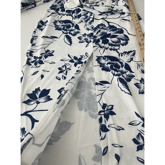 NWT boohoo Blue Floral Print Tie Waist Midi Dress Cocktail Party Wedding Event 8 - Picture 9 of 13